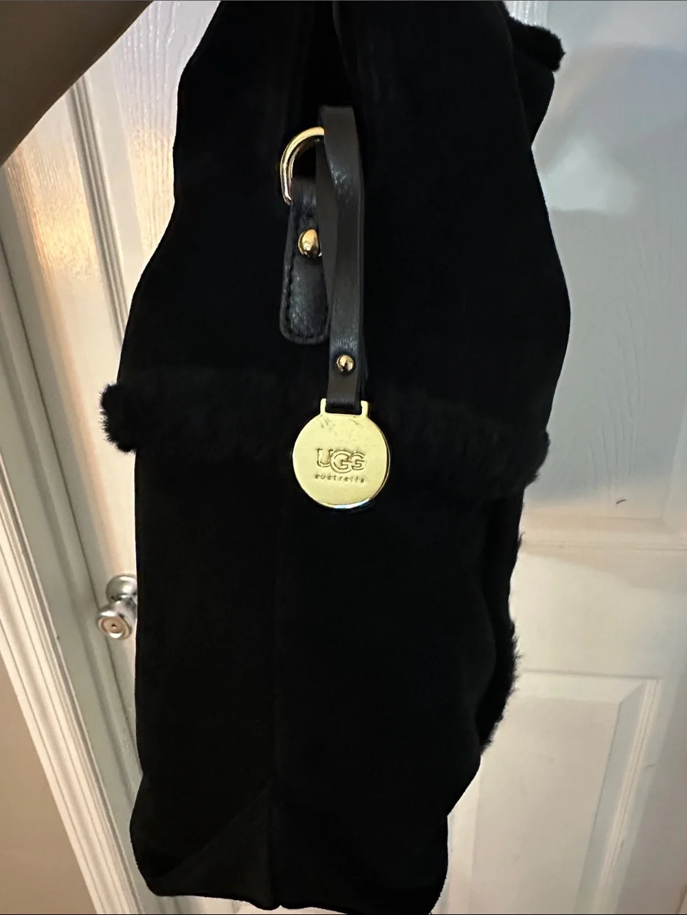 UGG Black Suede & Shearling Tote